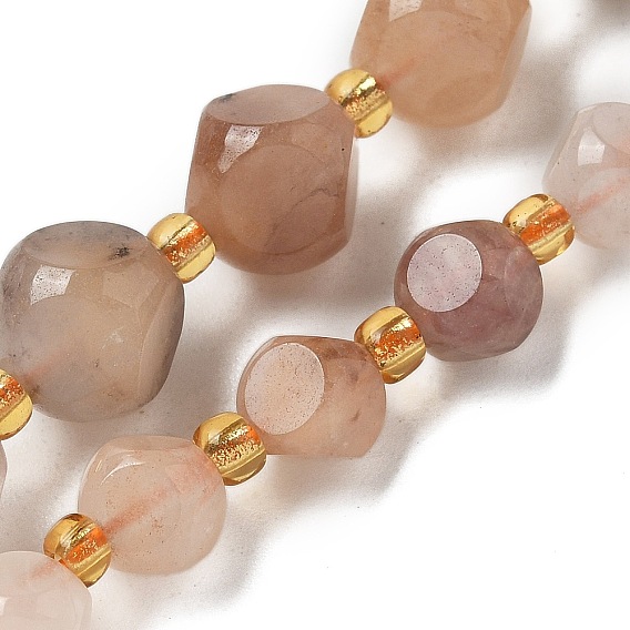 Нити натуральных золотых шелковых нефритовых бусин, с бисером, граненые, игральная кость