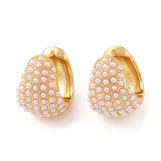 Серьги-кольца из латуни для женщин, с пластмассовой жемчужиной abs, без кадмия и без свинца, долговечный, слеза