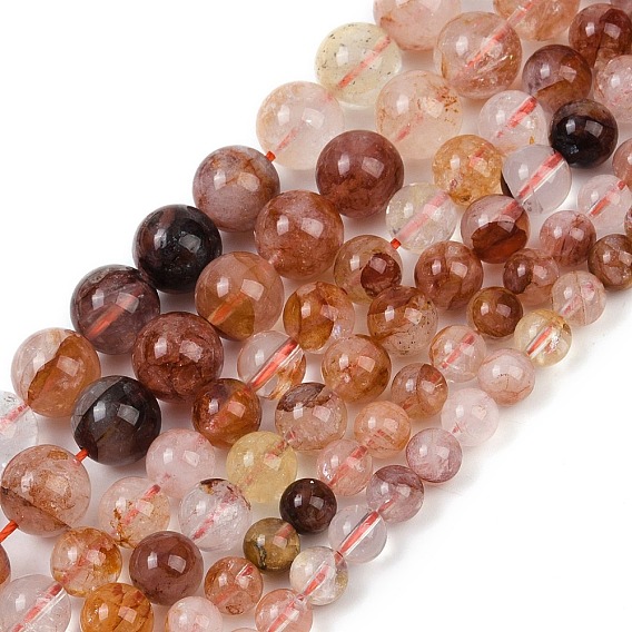 Натуральный гематоидный кварц / нитки из железистого кварца, круглые