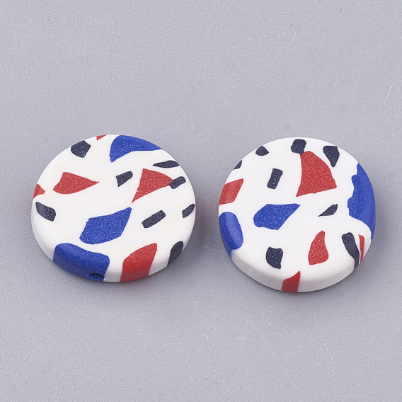 Handmade Polymer Clay Beads, Flat Round