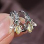 Brass Micro Pave Cubic Zirconia Huggie Hoop Earrings, Bees