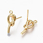 Brass Stud Earring Findings, with Loop, Knot, Nickel Free