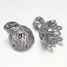 Филигранная металлизация стойки латунная чашка жемчуг колышек кулоны булавки, за половину пробурено бисера, 13x13 мм, отверстия: 7x4 мм, штифты: 1 мм