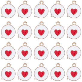 80 шт. Подвески из сплава эмали, плоский ящик для сообщений с сердцем, золотой свет