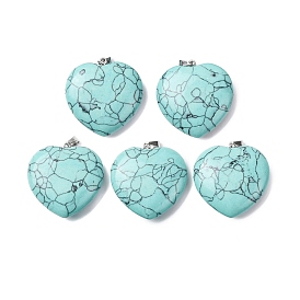 Синтетические бирюзовые подвески, сердце прелести, с защелкой из нержавеющей стали на поручнях