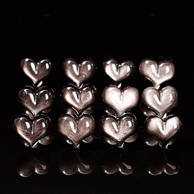 Натуральные серебряные бусины из обсидиана, сердце