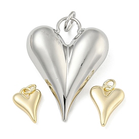 Heart Brass Pendants, with Jump Ring