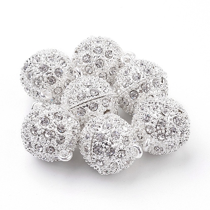 Магнитные застежки из сплава с петлями, со стразами, круглые, 23x16 мм, отверстие : 2 мм