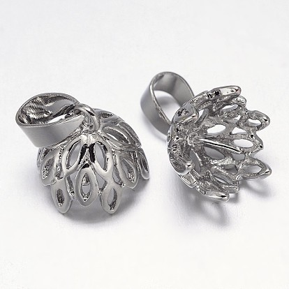 Филигранная металлизация стойки латунная чашка жемчуг колышек кулоны булавки, за половину пробурено бисера, 13x13 мм, отверстия: 7x4 мм, штифты: 1 мм