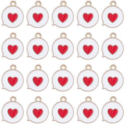 80 шт. Подвески из сплава эмали, плоский ящик для сообщений с сердцем, золотой свет