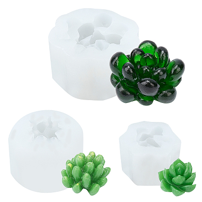 3 pcs 3 style plantes succulentes façonnent des moules à fondant, moules en silicone de qualité alimentaire, pour la décoration de gâteau de bricolage, bougie, chocolat, candy, fabrication artisanale de résine UV et de résine époxy