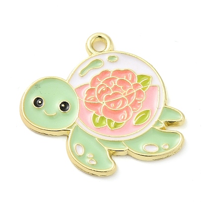 Alloy Enamel Pendants, Golden, Tortoise/Snail/Frog/Rabbit with Flower