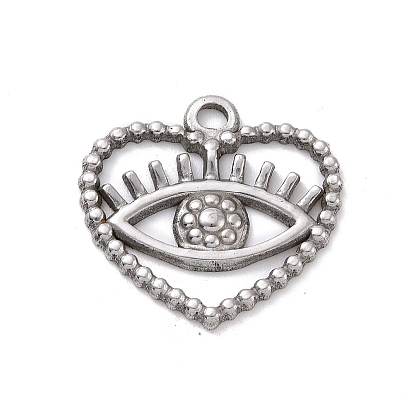 Pendentifs en acier inoxydable, coeur avec des yeux