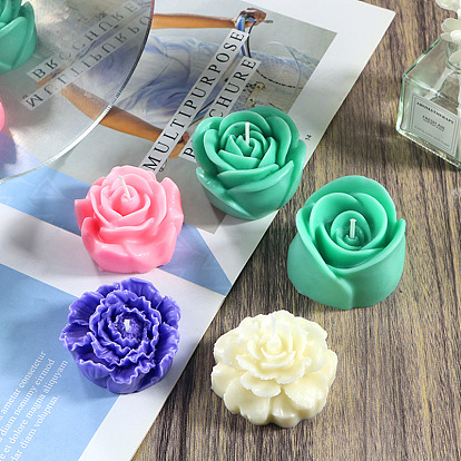 DIY Rose Shape Silicone Candle Molds, for Scented Candle Making