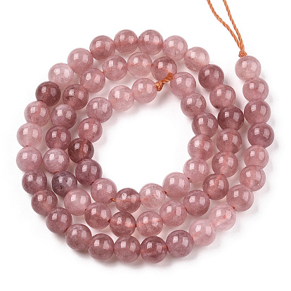 Natural Quartz Beads Strands, Dyed & Heated, Imitation Sunstone, Round