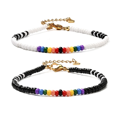 Glass Seed Beaded Bracelet for Girl Women, Golden