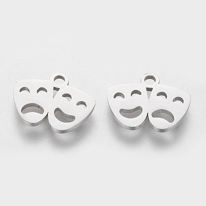 201 Stainless Steel Charms, Mardi Gras Charms, Drama Mask