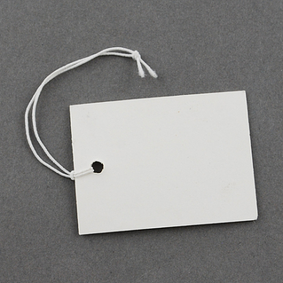 Paper Price Cards, Can be tied on the products, Rectangle, White, 40x30x0.3mm