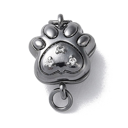 Brass Magnetic Clasps with Jump Ring, Paw Print