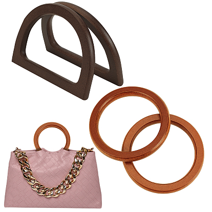4Pcs 2 Style Wooden Bag Handles, for Bag Replacement Accessories