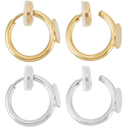 20 шт. 2 фурнитура из цветной латуни., плоские круглые серьги, С силиконовыми подушечками для сережек 20 шт. для непроколотых ушей