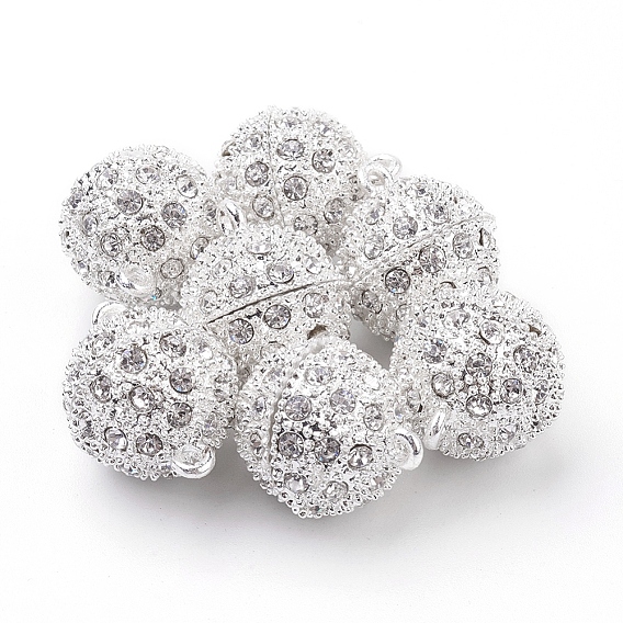 Магнитные застежки из сплава с петлями, со стразами, круглые, 23x16 мм, отверстие : 2 мм