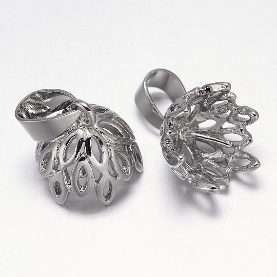 Филигранная металлизация стойки латунная чашка жемчуг колышек кулоны булавки, за половину пробурено бисера, 13x13 мм, отверстия: 7x4 мм, штифты: 1 мм