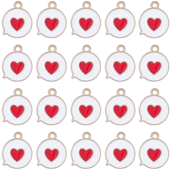 80 шт. Подвески из сплава эмали, плоский ящик для сообщений с сердцем, золотой свет