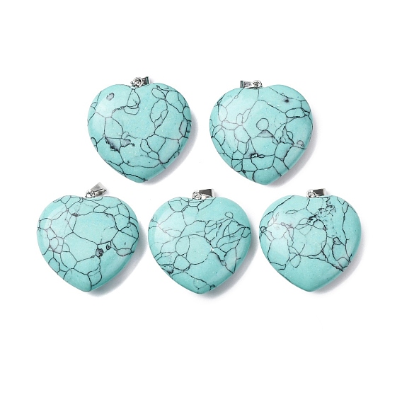 Синтетические бирюзовые подвески, сердце прелести, с защелкой из нержавеющей стали на поручнях