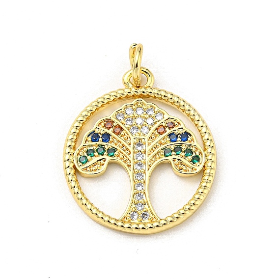 Латунные микро проложить кубического циркония подвески, без кадмия и без свинца, круглые с деревом