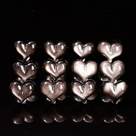 Натуральные серебряные бусины из обсидиана, сердце