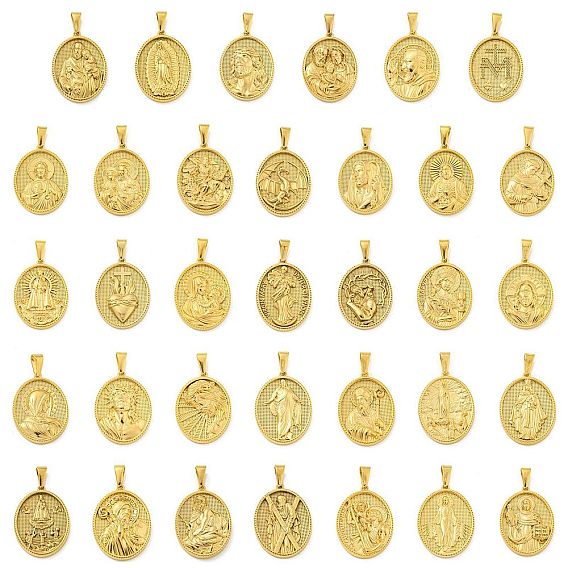 Ионное покрытие (ip) 304 подвески из нержавеющей стали, овал со святым шармом