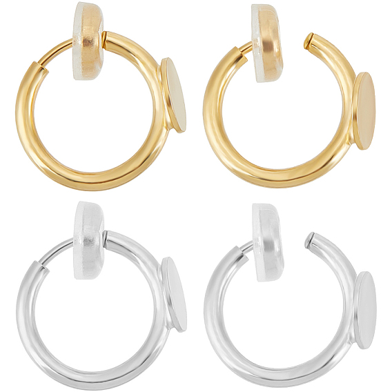 20 шт. 2 фурнитура из цветной латуни., плоские круглые серьги, С силиконовыми подушечками для сережек 20 шт. для непроколотых ушей