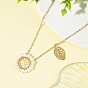Natural Cultured Freshwater Pearl Wire Wrapped Sunflower Pendant Brass Cable Chain Necklaces, White