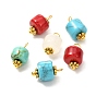 Natural Mixed Gemstone Pendants, with Golden Brass Findings, Column