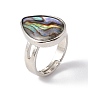 Natural Paua Shell Adjustable Rings, Brass Jewelry for Women, Platinum, Cadmium Free & Lead Free