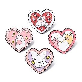 Эмалевые булавки, булавки для лацканов из сплава для одежды рюкзака, Сердце с кошкой