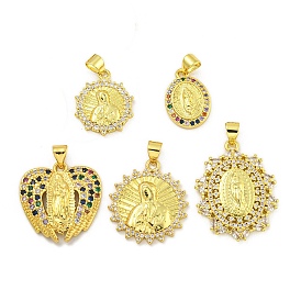 Подвески из латуни с микропаве из кубического циркония на тему Девы Марии, долговечный, без кадмия и без свинца, реальный 18 k позолоченный