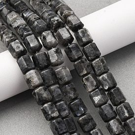 Натуральные нити бус из ларвикита, шестиугольник призма