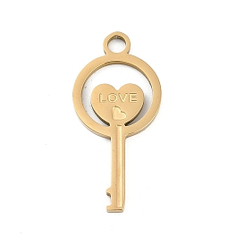 304 подвески из нержавеющей стали, ключ со словом любовь талисман, ионное покрытие (ip)