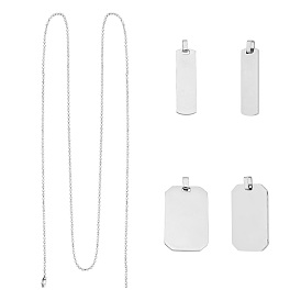 Unicraftale DIY 304 Stainless Steel Pendant Necklaces Making Kits, Including 304 Stainless Steel Ball Chains & Rectangle  Stamping Blank Tag Pendants