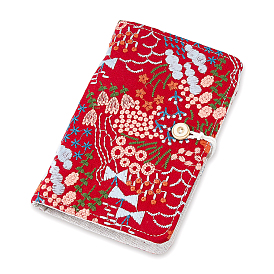 Couverture de carnet de notes à feuilles mobiles en lin, couverture de classeur, rectangle avec motif de fleurs