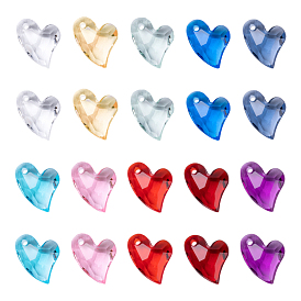 100piezas 10colores dijes acrílicos transparentes, facetados, corazón