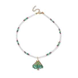 Стекло бисера ожерелья, колье с плетеной подвеской в виде елки из бисера для женщин