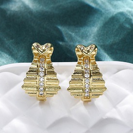 Серьги-кольца из латуни с микропаве из кубического циркония, без свинца и без кадмия, долговечный, стойки покрытие