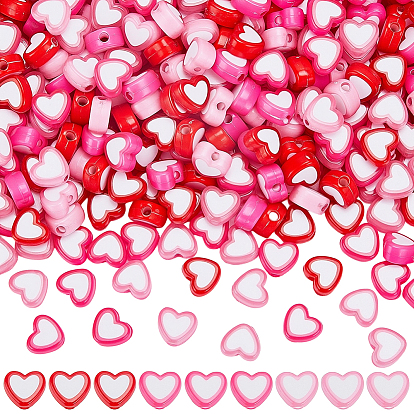 750шт 3 цвета сердца акриловые бусины, бусина в бусине