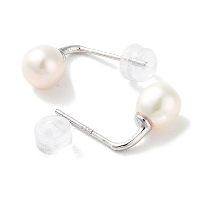 Natural Pearl Stud Earrings for Women, with Sterling Silver Pins