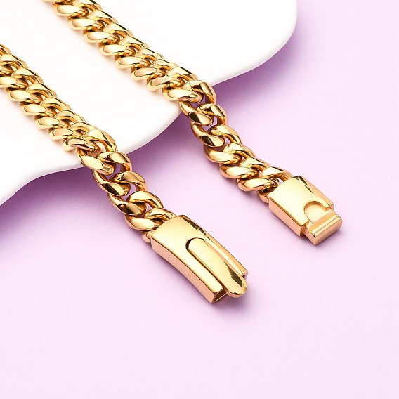 12мм 304 ожерелья из нержавеющей стали с кубинскими звеньями, ионное покрытие (ip)