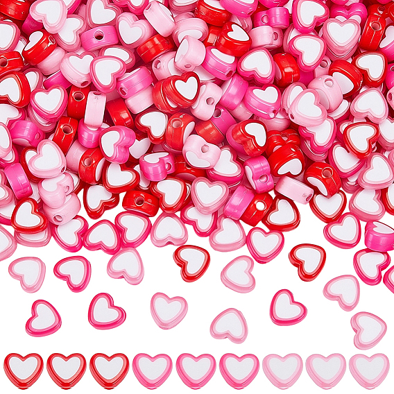 750шт 3 цвета сердца акриловые бусины, бусина в бусине