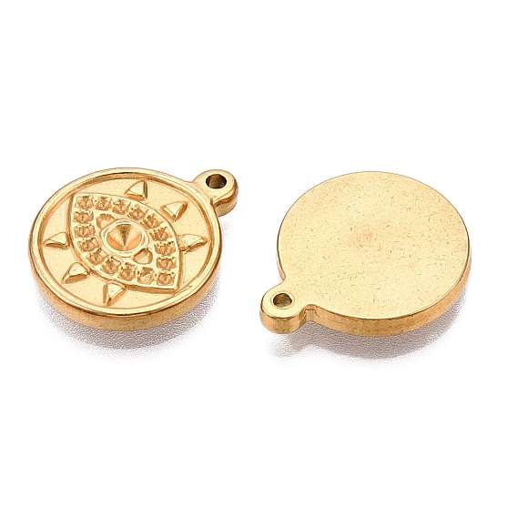 Ионное покрытие (ip) 304 подвеска из нержавеющей стали со стразами, плоский круглый с шармом в виде глаз